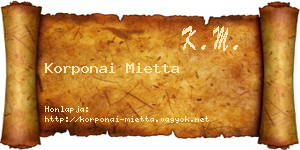 Korponai Mietta névjegykártya
